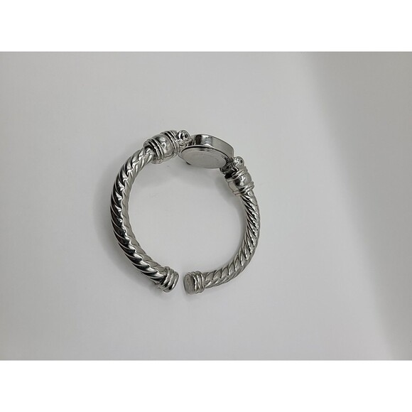 Vintage Cote d Azur Wristwatch Silver Tone Cuff Bracelet Cream Dial Square - Picture 11 of 12